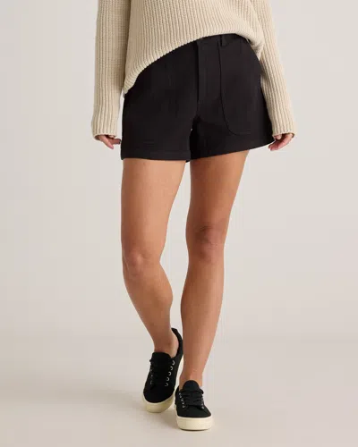 Quince Women's Organic Stretch Cotton Twill Utility Shorts In Black
