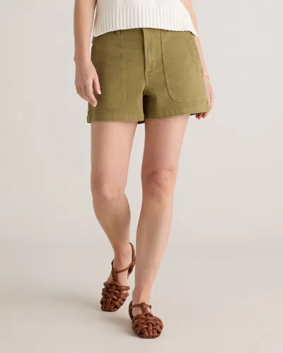 Quince Women's Organic Stretch Cotton Twill Utility Shorts In Olive
