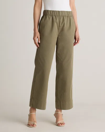Quince Women's Organic Stretch Cotton Wide Leg Chino Pants In Olive