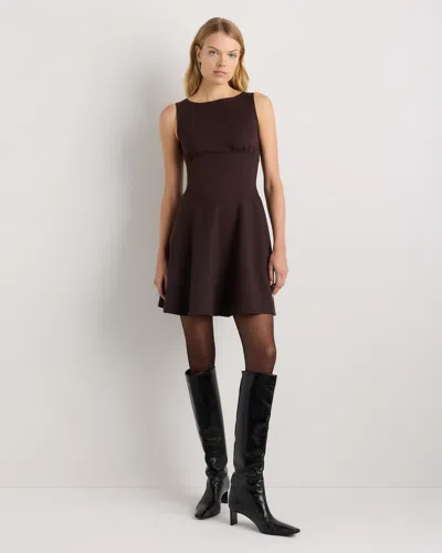 Quince Women's Organic Stretch Jersey Drop Waist Mini Dress In Brown