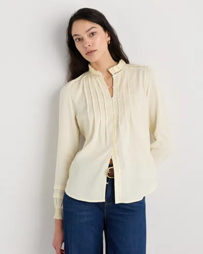 Quince Women's Organic Textured Cotton Peasant Blouse In Neutral