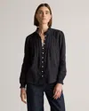 QUINCE WOMEN'S ORGANIC TEXTURED COTTON PEASANT BLOUSE