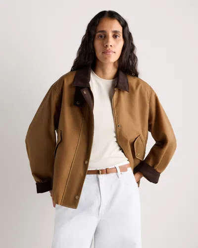 Quince Women's Organic Waxed Cotton Cropped Barn Jacket In Brown