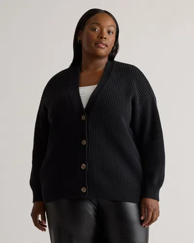 Quince Women's Oversized Boyfriend Cardigan Sweater In Black