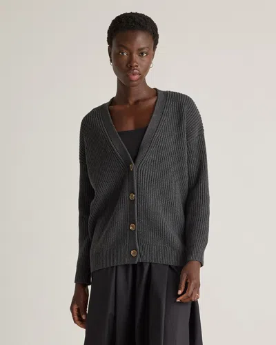Quince Women's Oversized Boyfriend Cardigan Sweater In Charcoal