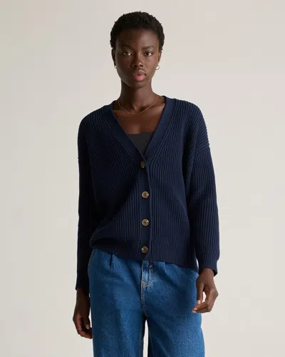 Quince Women's Oversized Boyfriend Cardigan Sweater In Navy