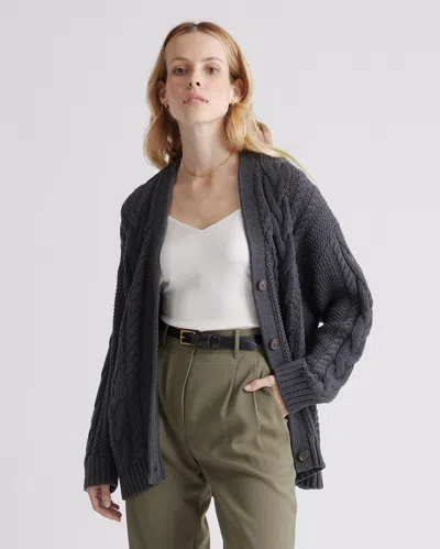 Quince Women's Oversized Cable Cardigan Sweater In Charcoal