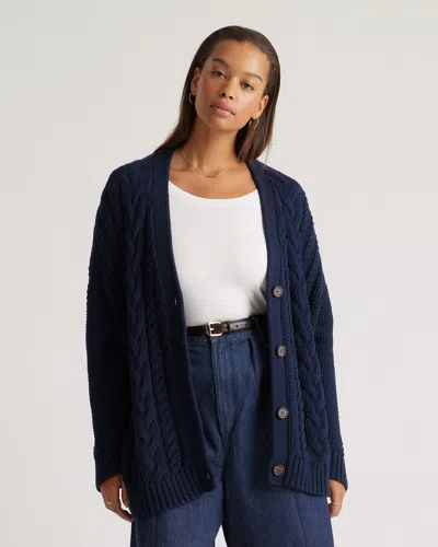 Quince Women's Oversized Cable Cardigan Sweater In Navy