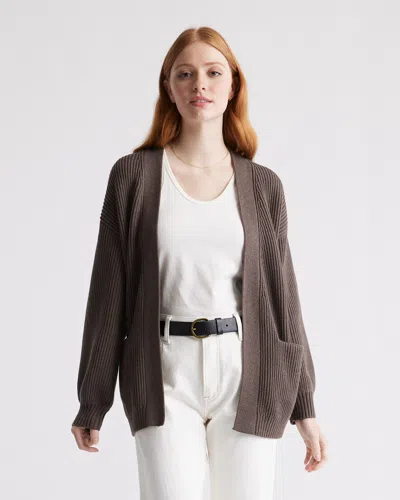 Quince Women's Oversized Cardigan Sweater In Heather Brown