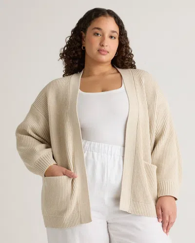 Quince Women's Oversized Cardigan Sweater In Speckled Beige