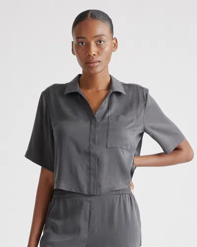 Quince Women's Pajama Button Up Top In Charcoal