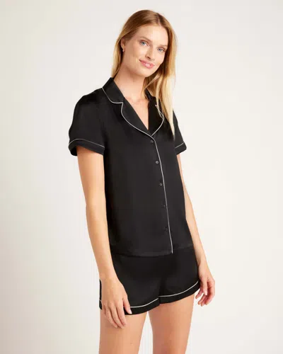 Quince Women's Pajama Top With Piping In Black