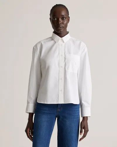 Quince Women's Poplin Cropped Long Sleeve Shirt In Classic White