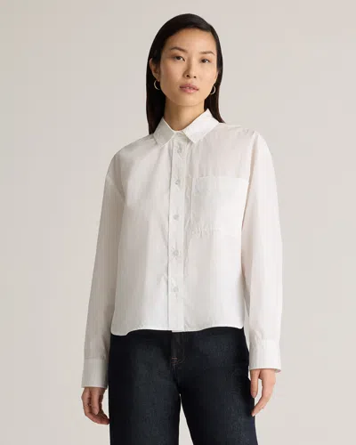 Quince Women's Poplin Cropped Long Sleeve Shirt In White