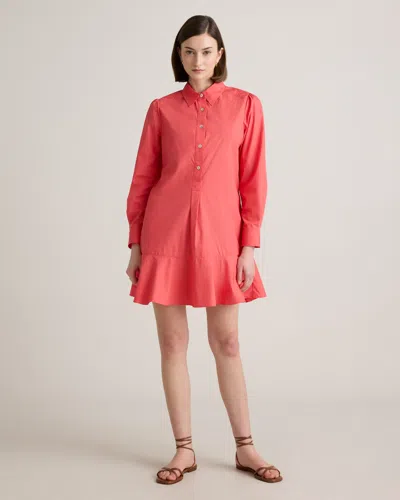 Quince Women's Poplin Drop Waist Shirt Dress In Spiced Coral