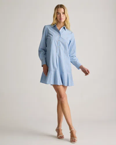 Quince Women's Poplin Drop Waist Shirt Dress In Tribeca Stripe