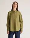 Quince Women's Poplin Long Sleeve Boyfriend Shirt In Bay Leaf