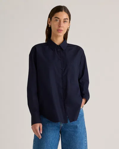 Quince Women's Poplin Long Sleeve Boyfriend Shirt In Navy