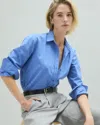 Quince Women's Poplin Long Sleeve Boyfriend Shirt In True Blue