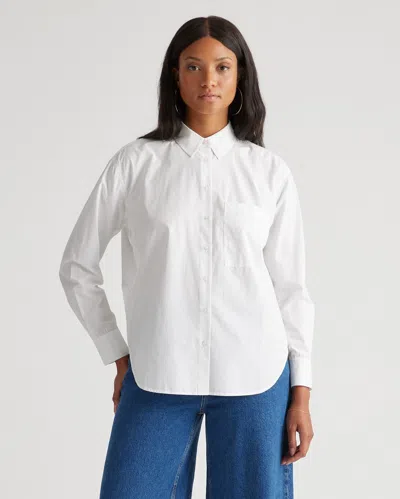 Quince Women's Poplin Long Sleeve Boyfriend Shirt In White