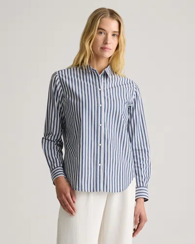 Quince Women's Poplin Long Sleeve Shirt In Hudson Stripe