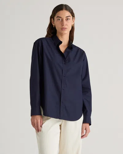 Quince Women's Poplin Long Sleeve Shirt In Navy