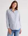 Quince Women's Poplin Maternity & Nursing Button-down Shirt In Light Blue Stripe
