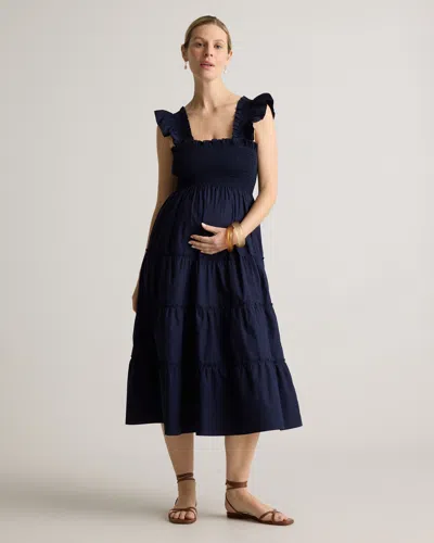 Quince Women's Poplin Maternity Smocked Midi Dress