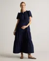 Quince Women's Poplin Maternity Tiered Maxi Dress