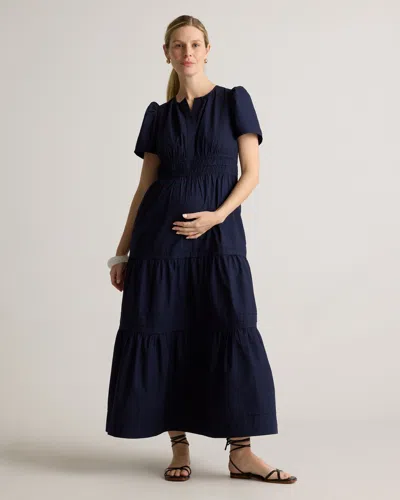 Quince Women's Poplin Maternity Tiered Maxi Dress