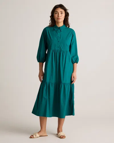 Quince Women's Poplin Midi Tunic Dress In Garden Green