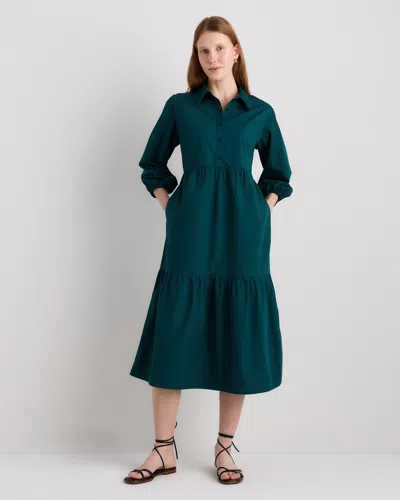 Quince Women's Poplin Midi Tunic Dress In Green