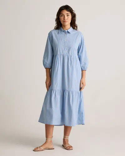 Quince Women's Poplin Midi Tunic Dress In Tribeca Stripe