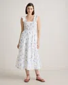 Quince Women's Poplin Smocked Midi Dress In Romantic Stems