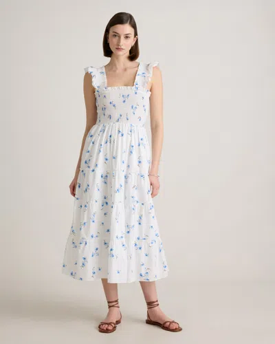 Quince Women's Poplin Smocked Midi Dress In Romantic Stems
