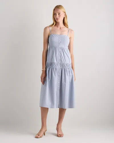 Quince Women's Poplin Spaghetti Strap Maxi Dress In Blue