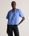 Quince Women's Poplin Split Neck Top
