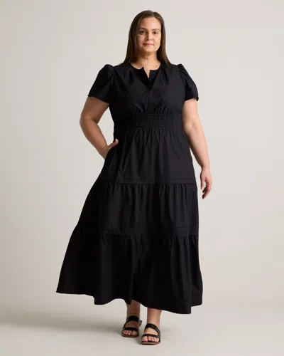 Quince Women's Poplin Tiered Maxi Dress In Black