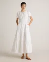 Quince Women's Poplin Tiered Maxi Dress In Classic White