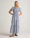 Quince Women's Poplin Tiered Maxi Dress In Hudson Stripe