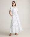 Quince Women's Poplin Tiered Maxi Dress In Romantic Stems