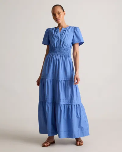 Quince Women's Poplin Tiered Maxi Dress In True Blue