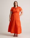 Quince Women's Poplin Tiered Maxi Dress In Vermilion Red