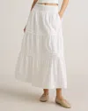 Quince Women's Poplin Tiered Maxi Skirt In Classic White