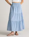Quince Women's Poplin Tiered Maxi Skirt In Tribeca Stripe