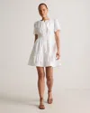 Quince Women's Poplin Tiered Mini Dress In Classic White