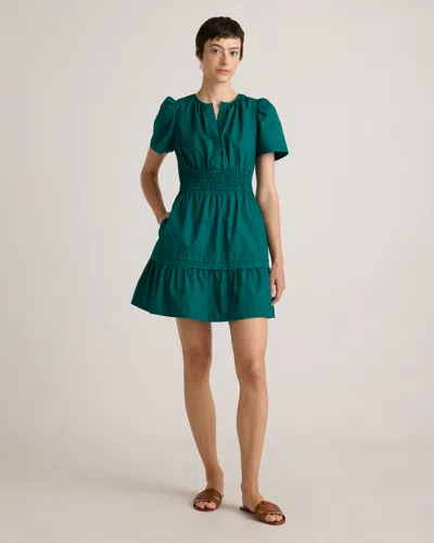 Quince Women's Poplin Tiered Mini Dress In Garden Green