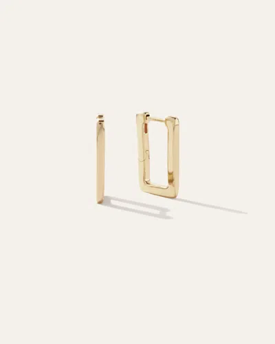 Quince Women's Rectangle Block Hoop Earrings In Gold