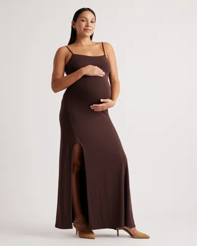 Quince Women's Recycled Knit Maternity Maxi Dress In Chocolate