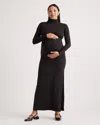 Quince Women's Recycled Knit Maternity Mock Neck Maxi Dress In Black